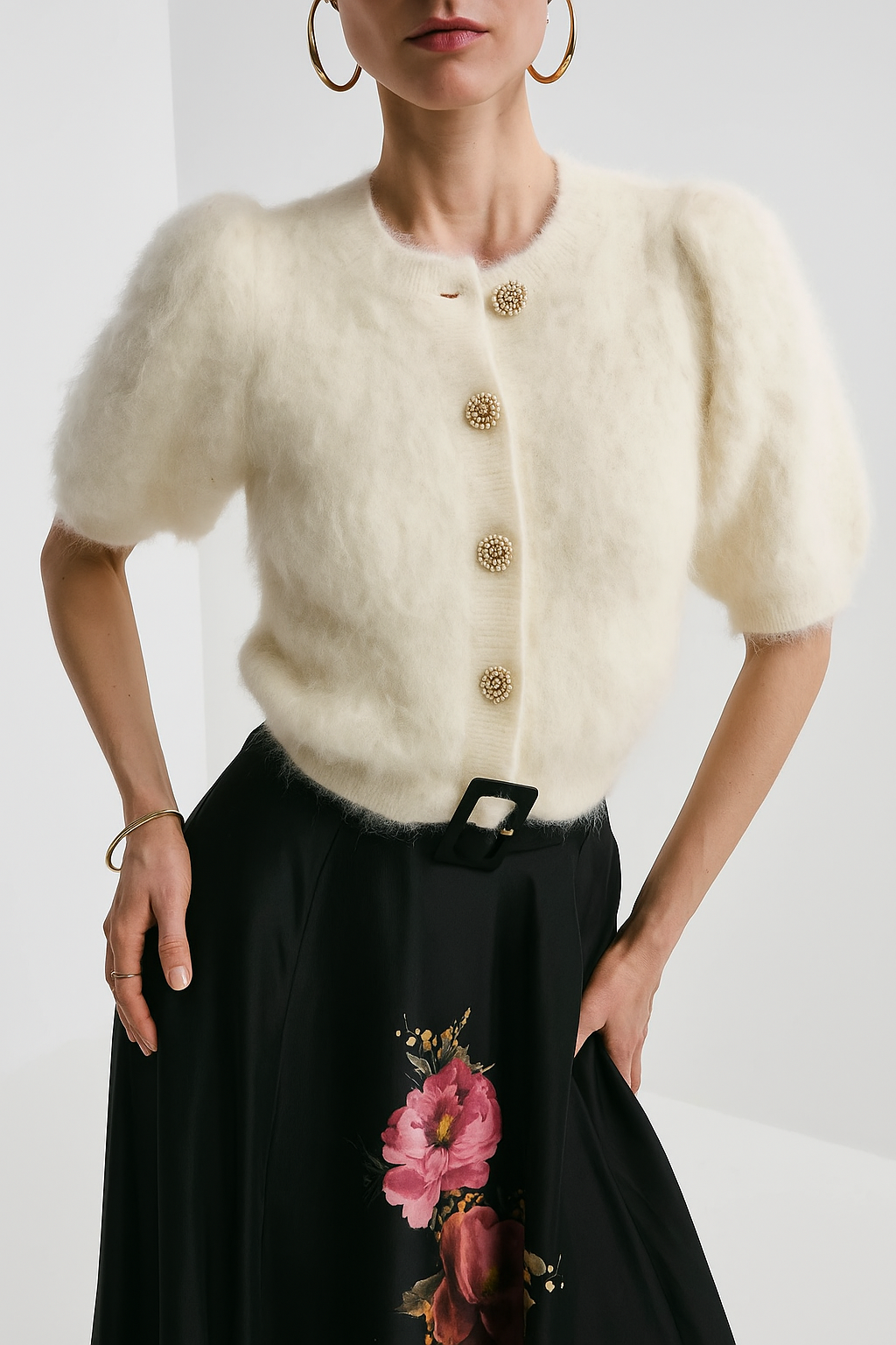 Hairy Knit Puffer Jacket