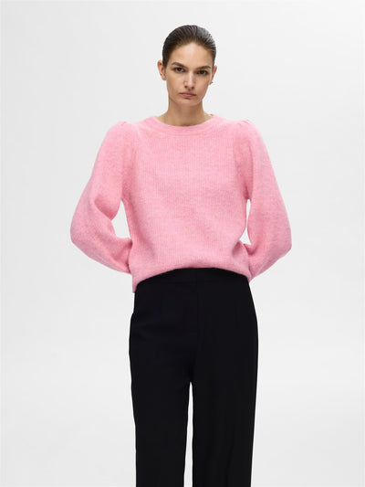 Slflulu LS knit rib o-neck