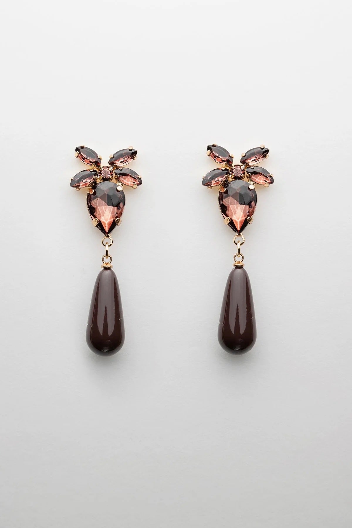 Stone Drop Earrings Brown