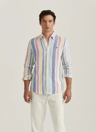 LINEN HAPPY STRIPE SHIRT-CLASSIC FIT