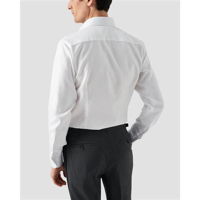 White Semi Solid Fine Twill Shirt - Slim fit