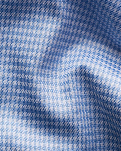 Light Blue Houndstooth Print Signature Twill Shirt - Slim Fit