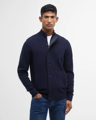 Essential Patch Zip Through Knitted Jumper