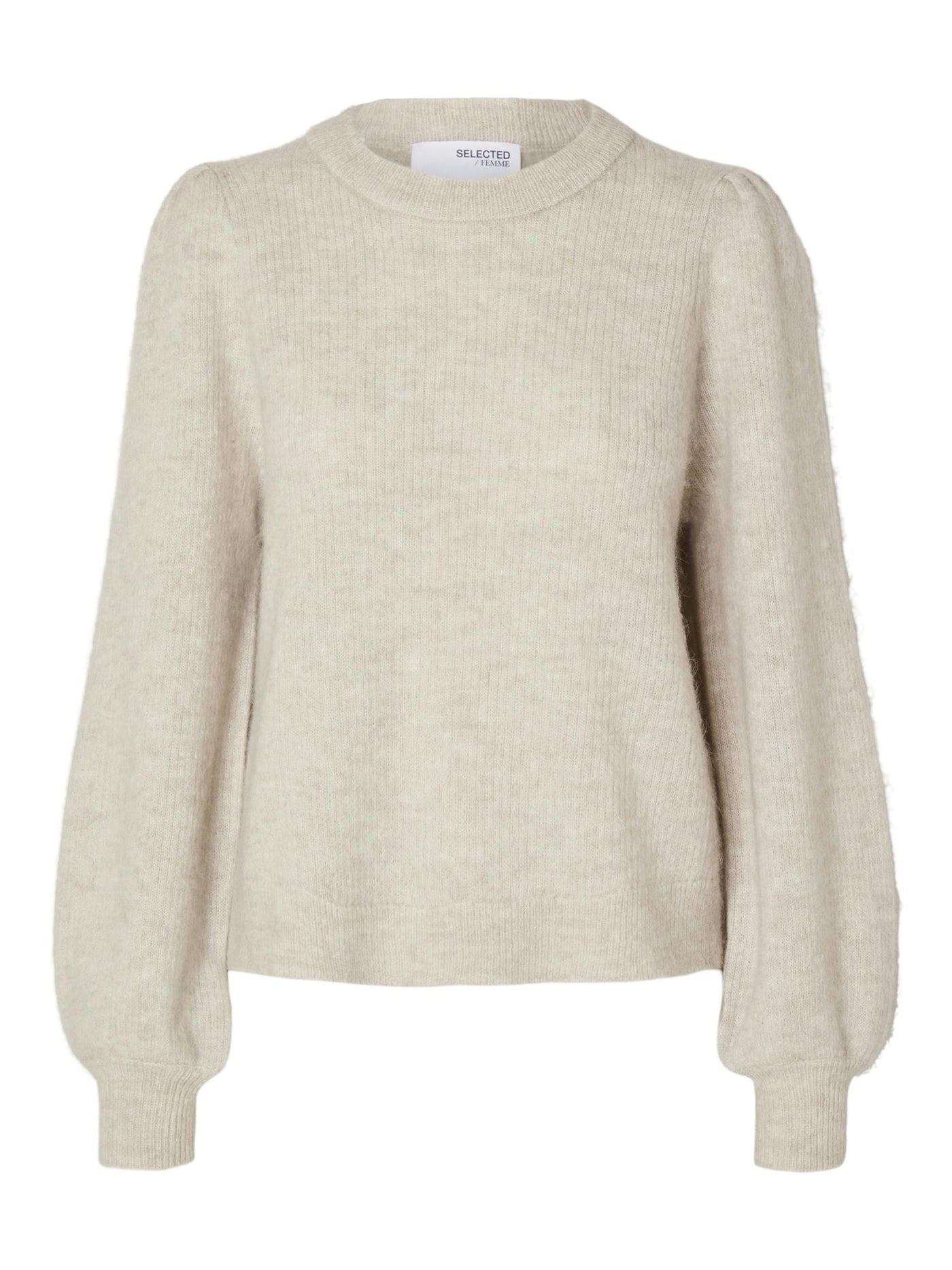 Slflulu LS knit rib o-neck