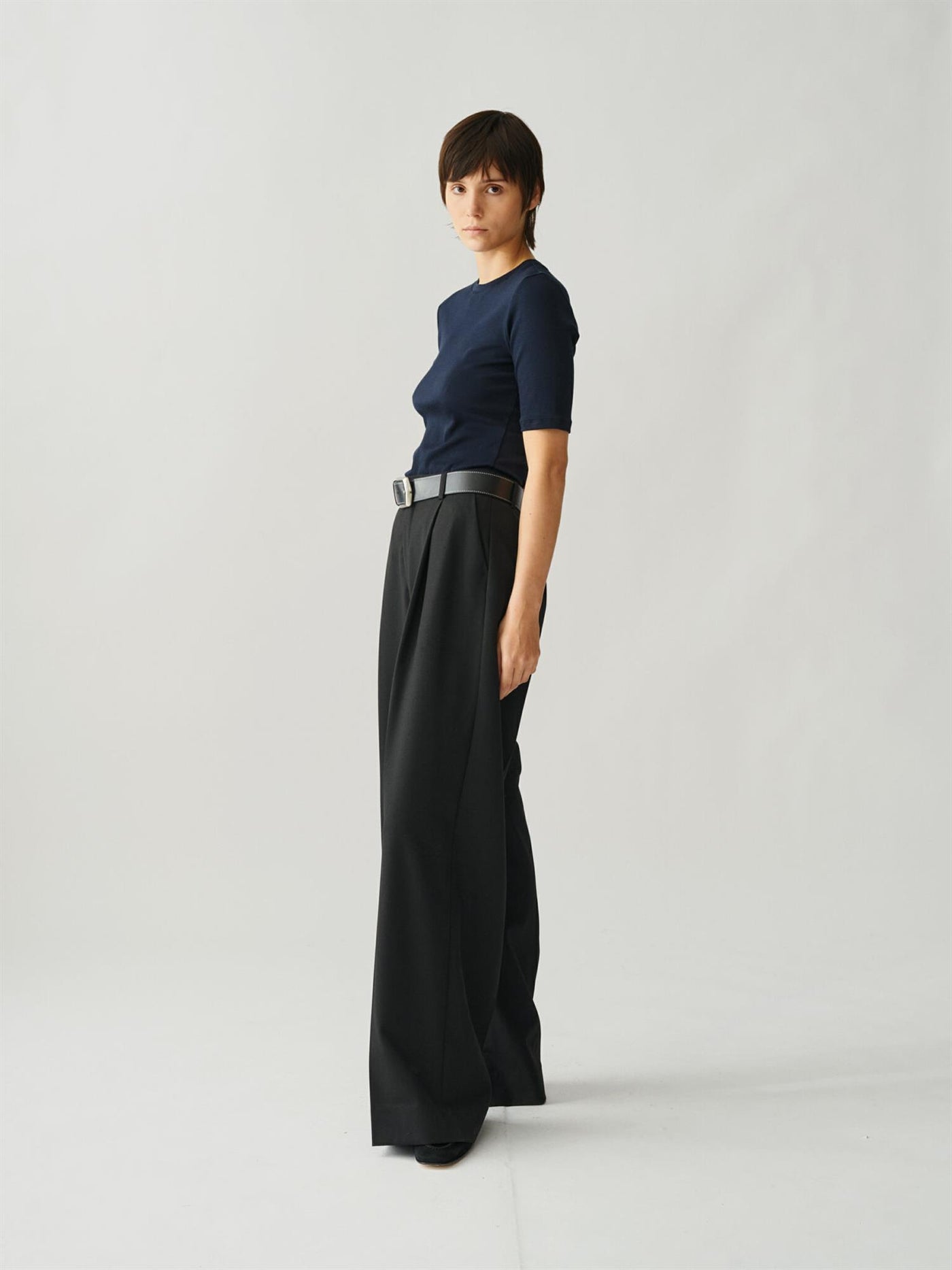 Half Sleeve Roundneck Rib Tee (Marianne Rib)