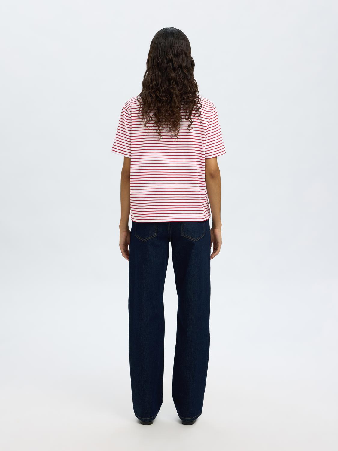 Slfessential Ss Striped Boxy Tee