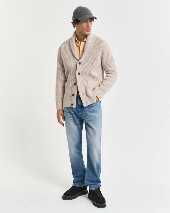 Wol blend Shawl collar cardigan