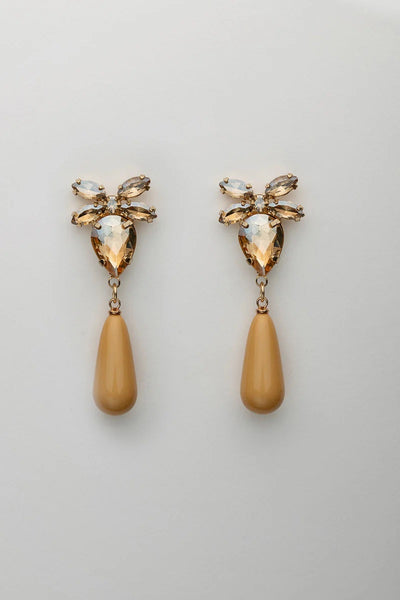 Stone Drop Earrings Beige