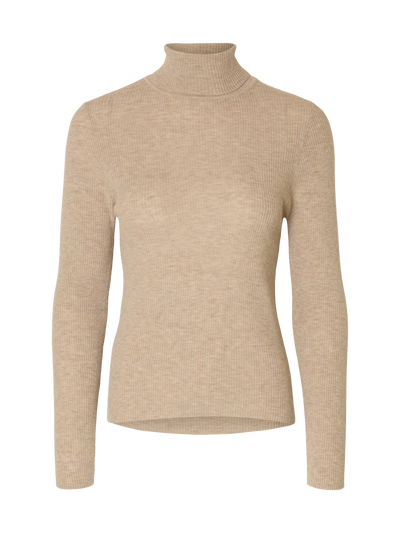 Slfingrid Ls Knit Wool Blend Roll Neck