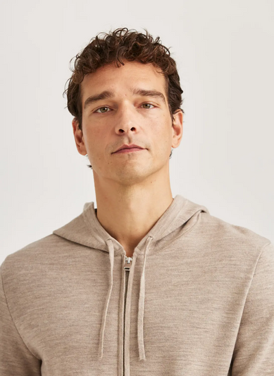 Merino Double Zip Hood