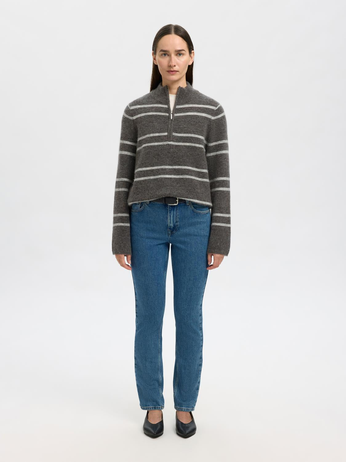 Slflulu Ls Knit Half Zip