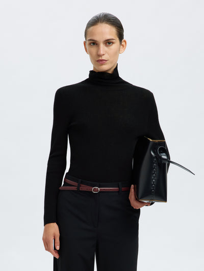 Slfingrid Ls Knit Wool Blend Roll Neck