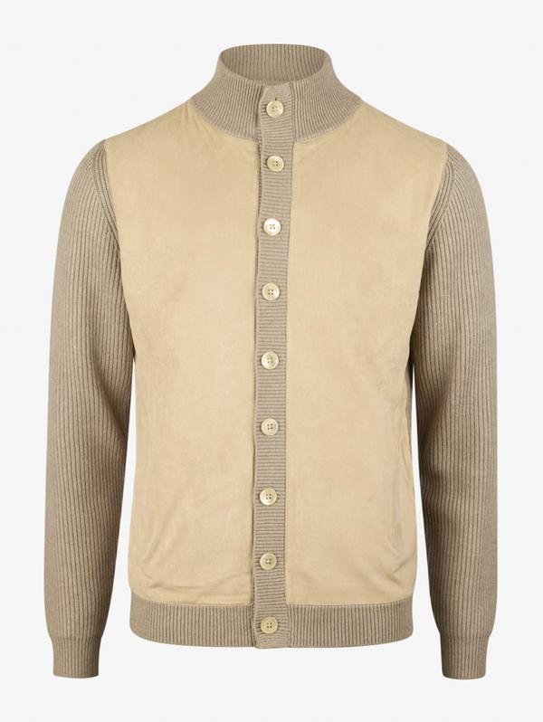 Cardigan Knitted Hybrid Buttoned Alcantara