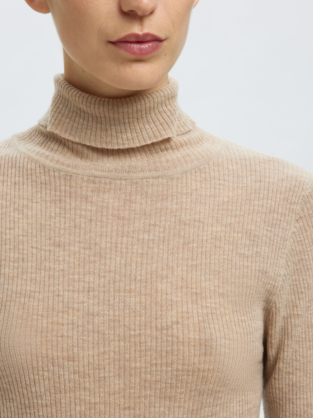 Slfingrid Ls Knit Wool Blend Roll Neck