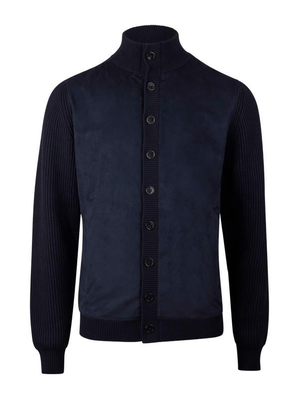Cardigan Knitted Hybrid Buttoned Alcantara