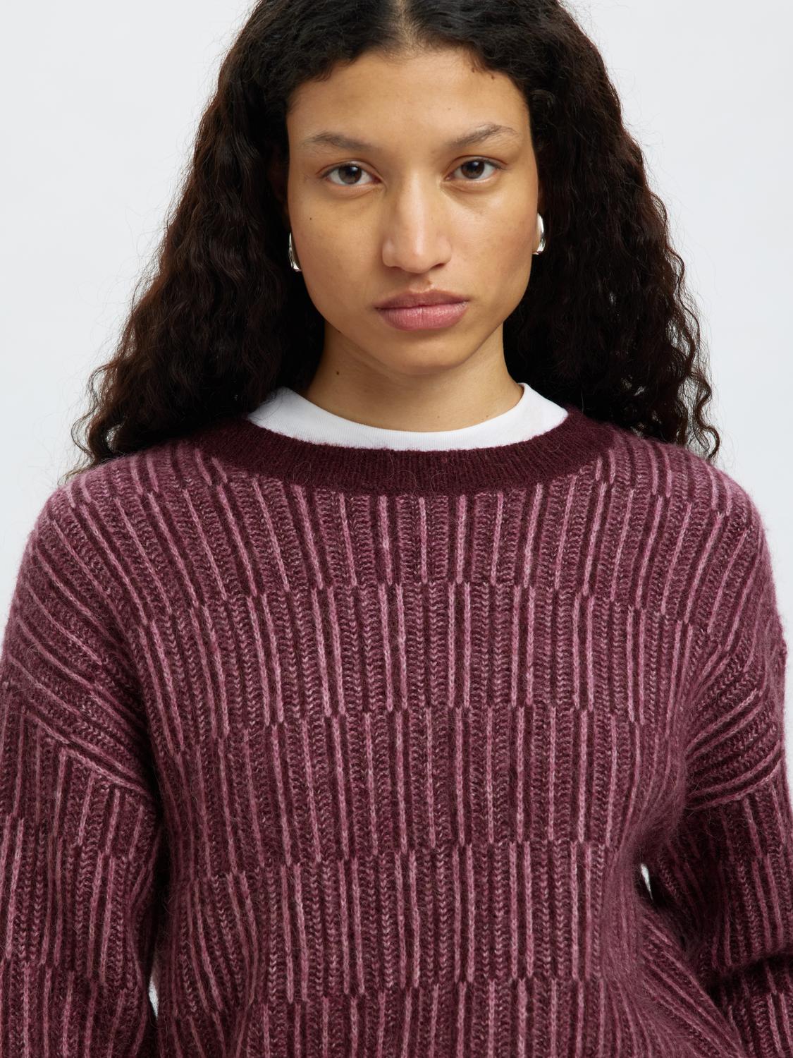 Slfalva Ls Knit Stripe O-Neck