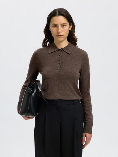 Slfthea Ls Knit Merino Collar Neck