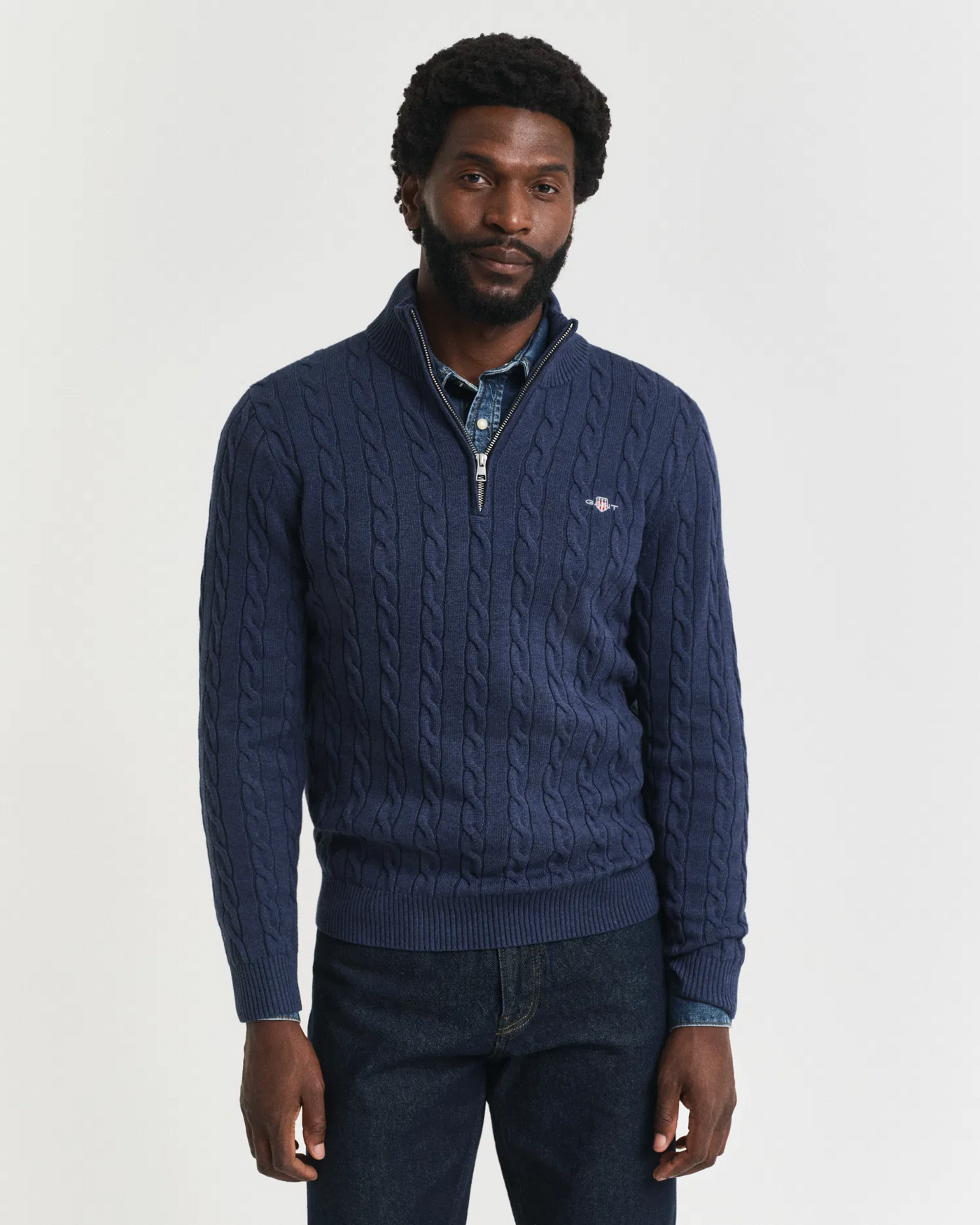 Cotton cable half zip