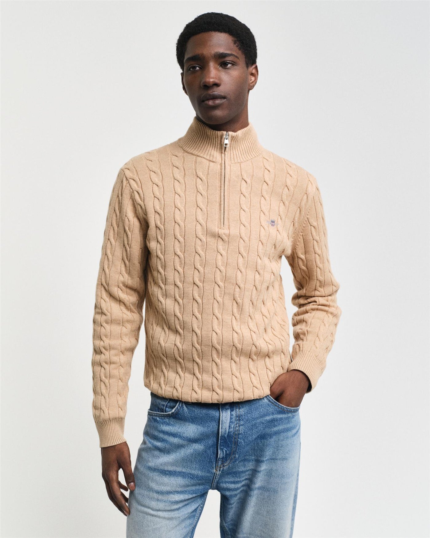 Cotton cable half zip