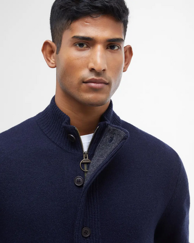 Essential Patch Zip Through Knitted Jumper