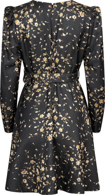 Tailored satin belt dress