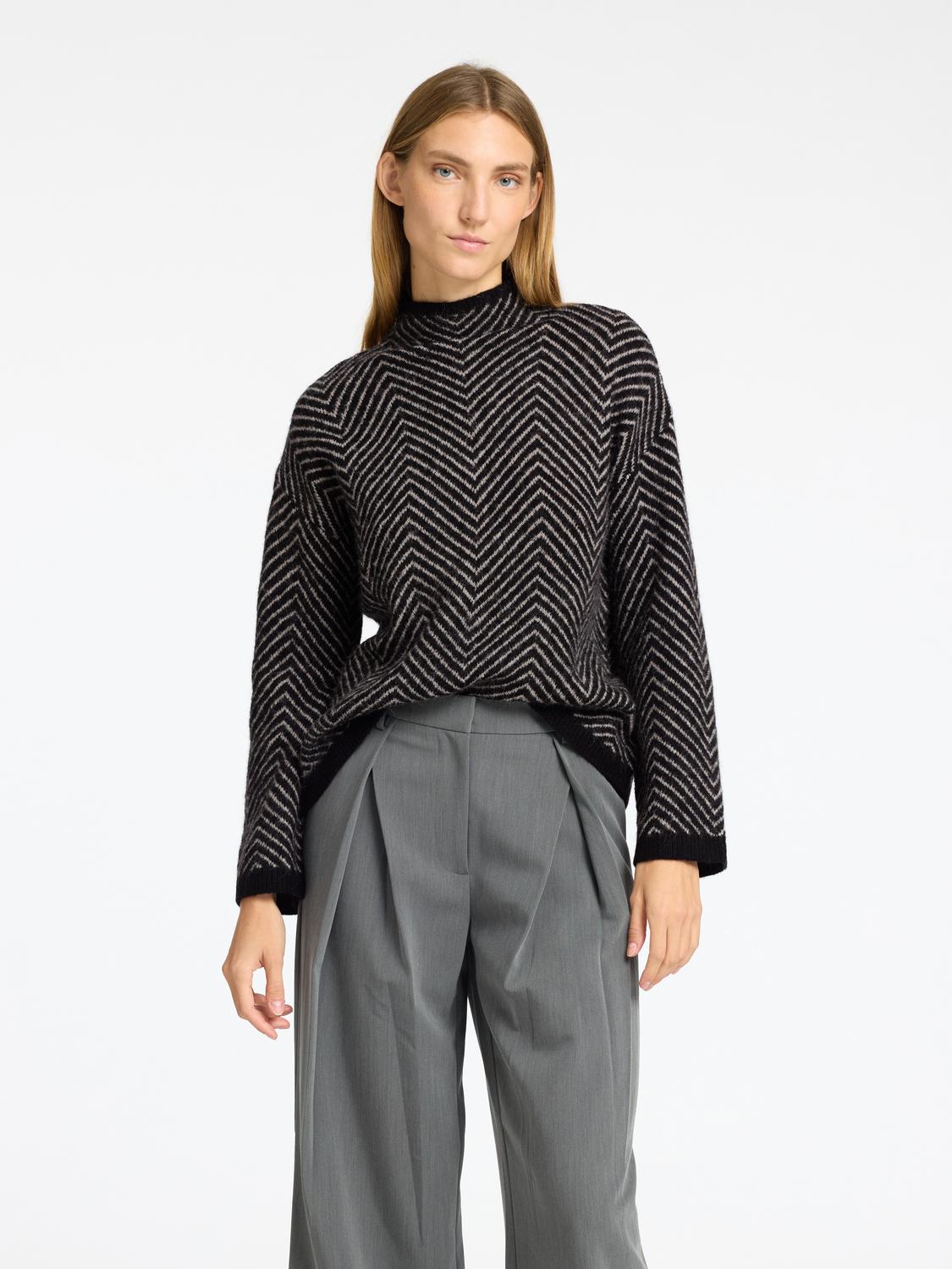 Slflulu Ls Herringbone Knit High Neck