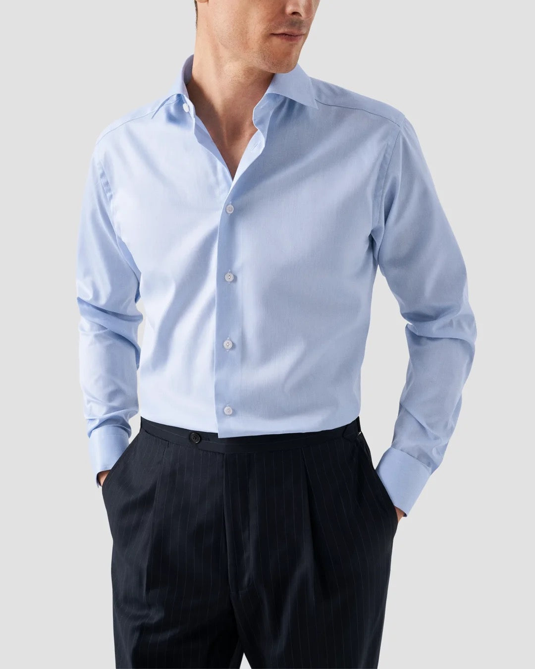 Light Blue Signature Twill Shirt - Slim fit