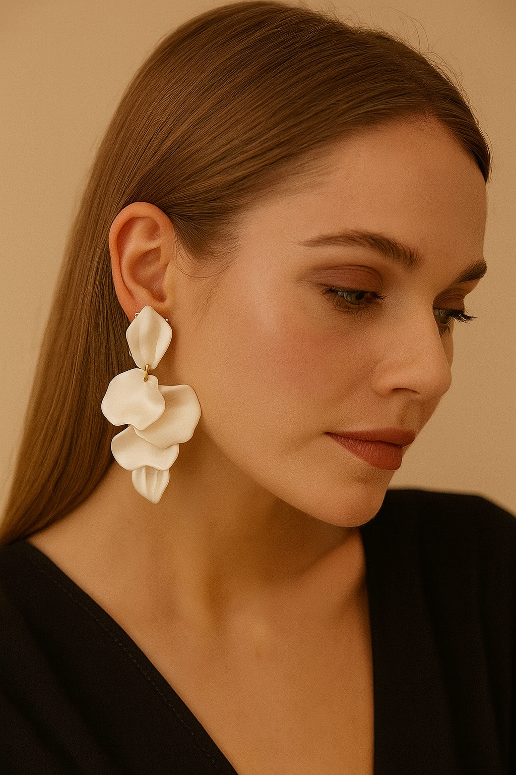 Leaf earrings pearl