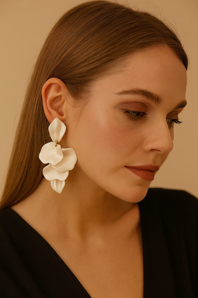 Leaf earrings pearl