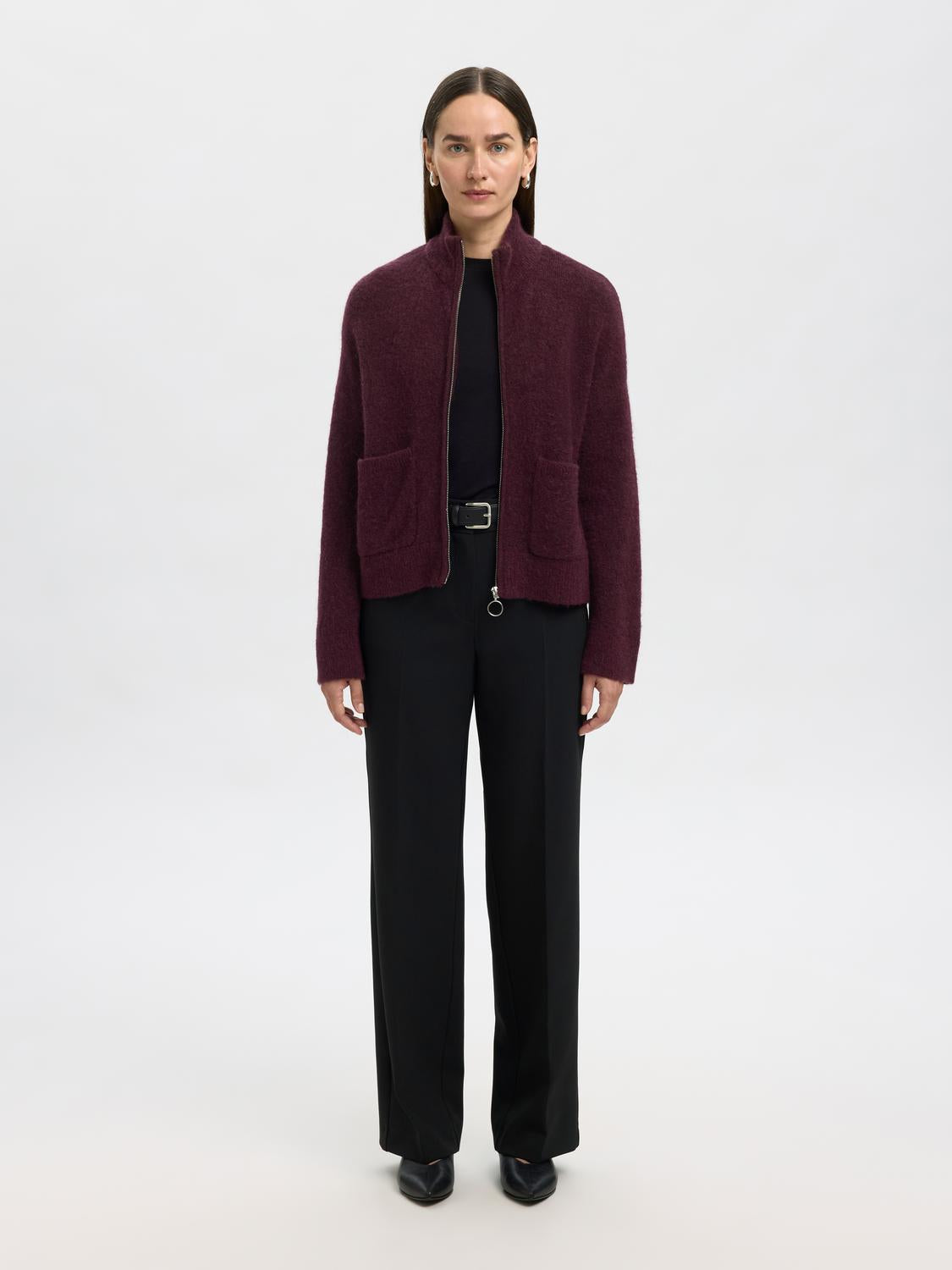 Slfsia Ras Ls Knit Zipper Cardigan