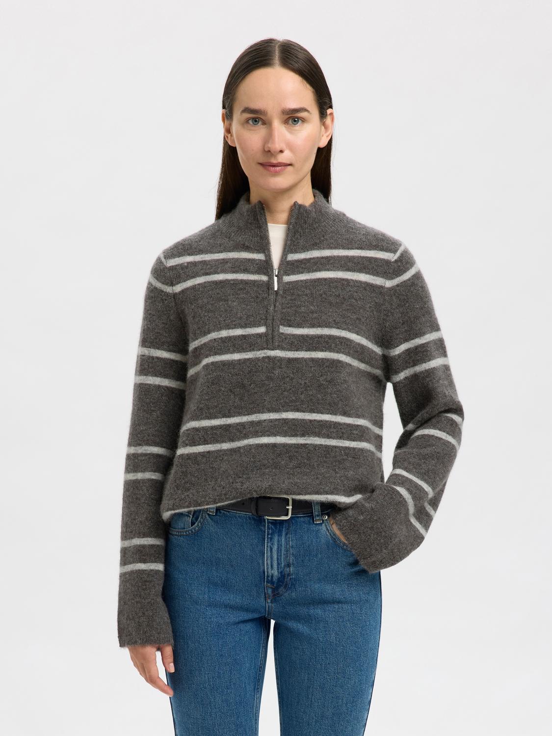 Slflulu Ls Knit Half Zip