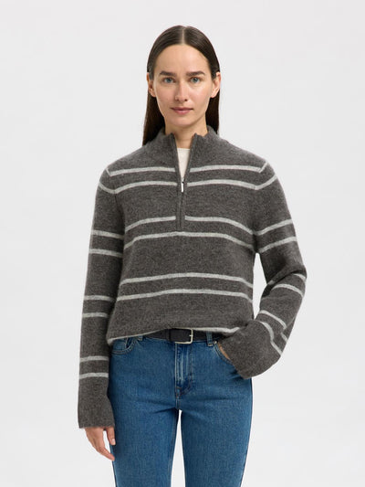 Slflulu Ls Knit Half Zip