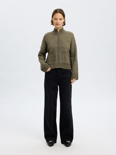 SLFSIA RAS LS KNIT ZIPPER CARDIGAN