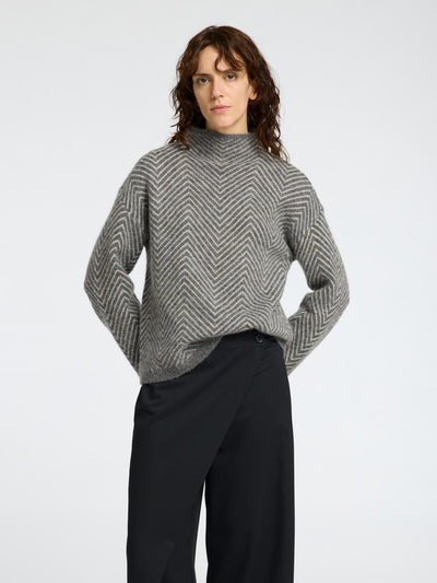 Slflulu Ls Herringbone Knit High Neck