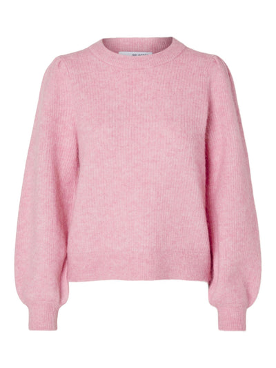 Slflulu LS knit rib o-neck