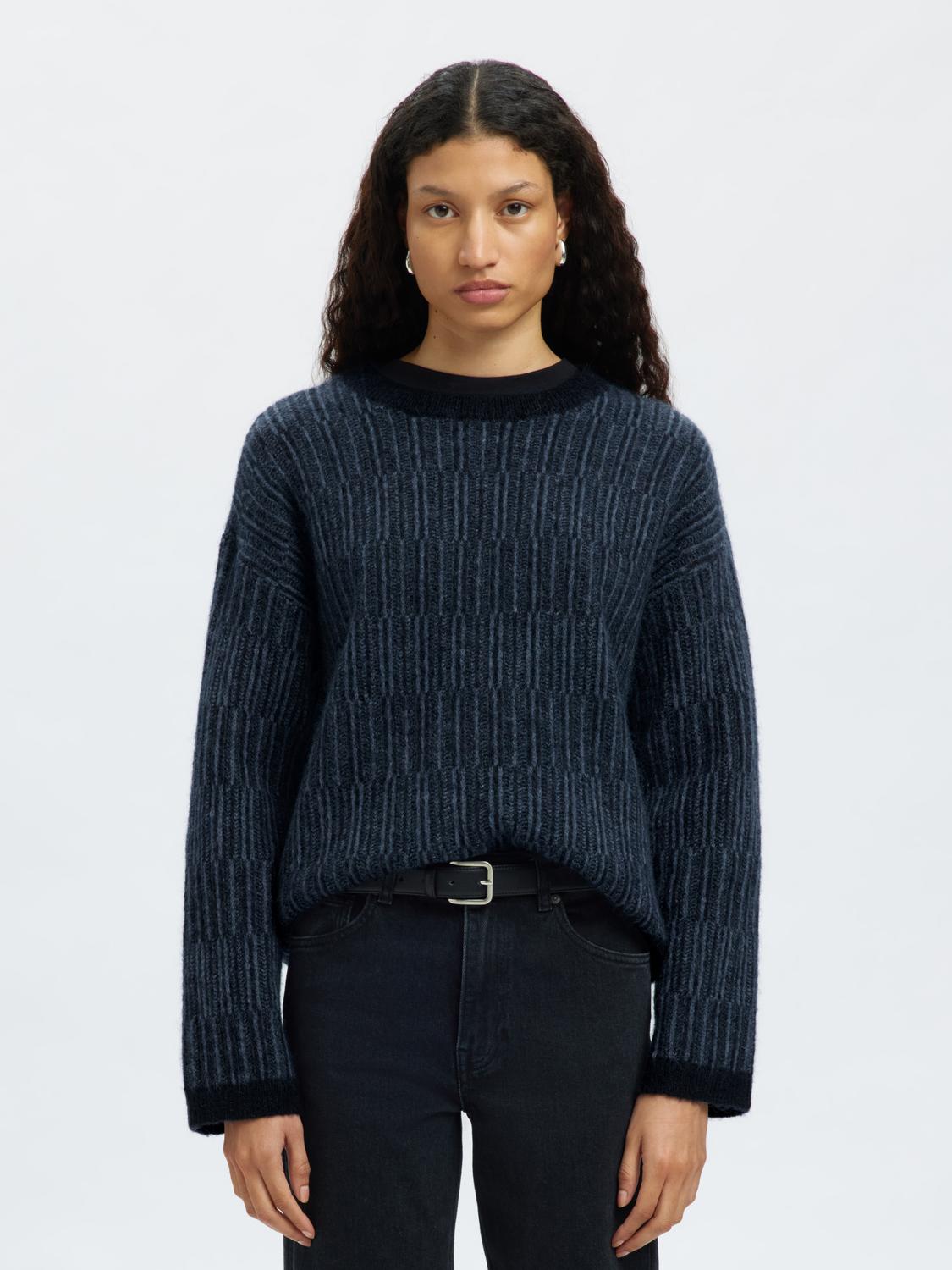 Slfalva Ls Knit Stripe O-Neck