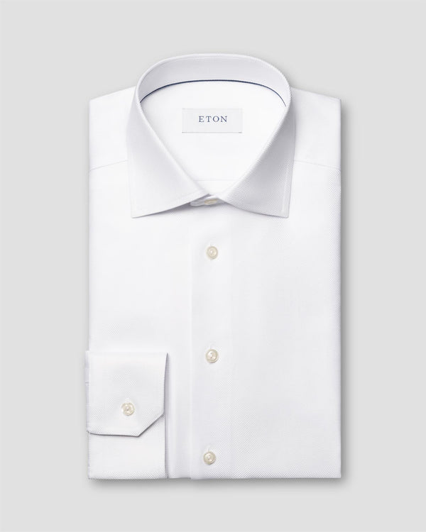 Solid Textured Twill Shirt Slim