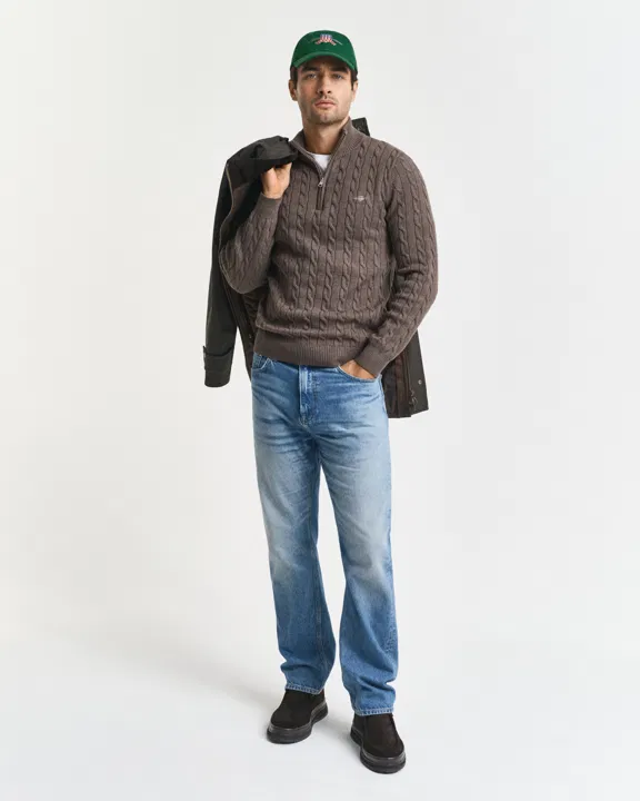 Cotton cable half zip