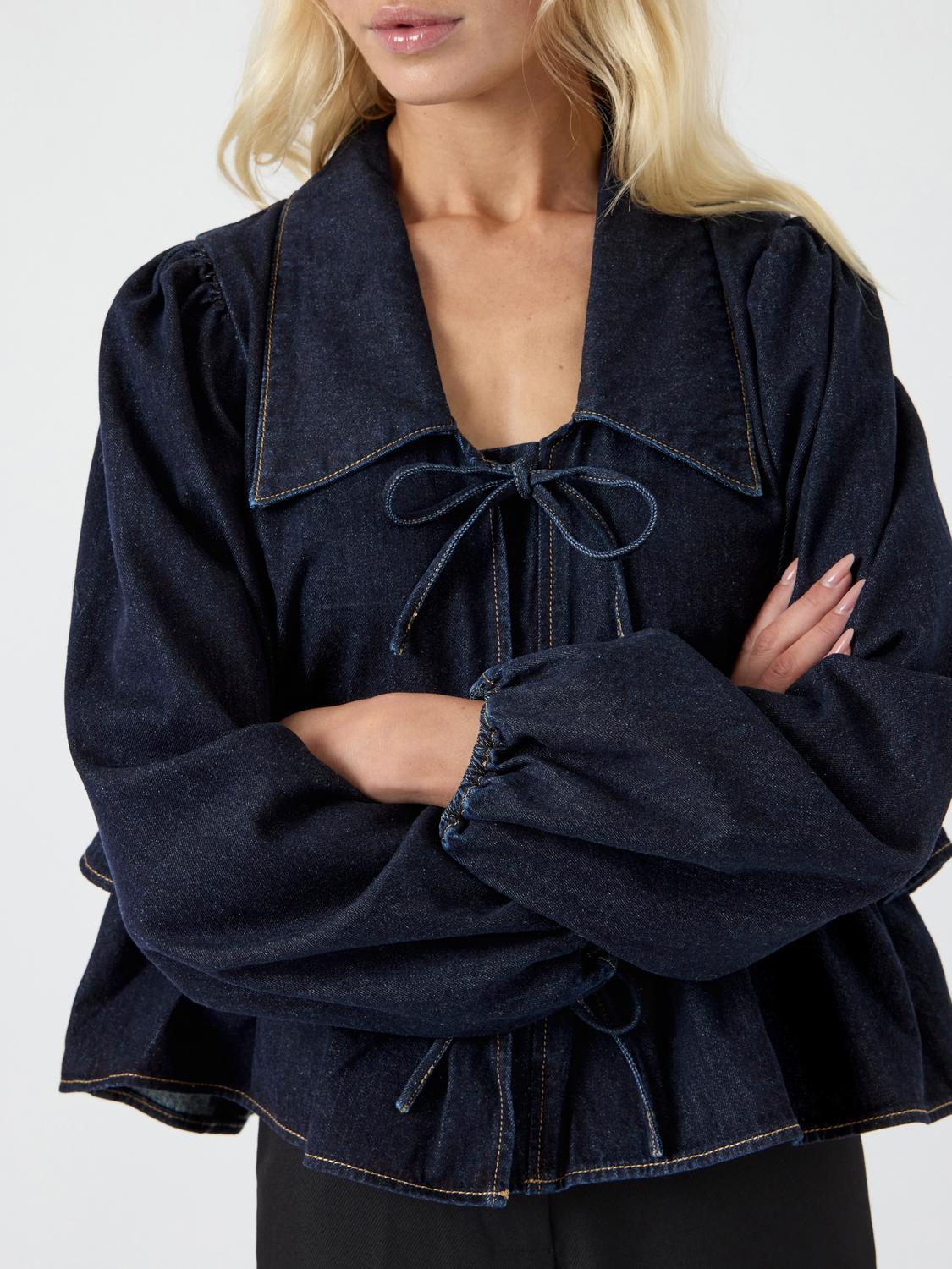 Yascelina Ls Denim Tie Top