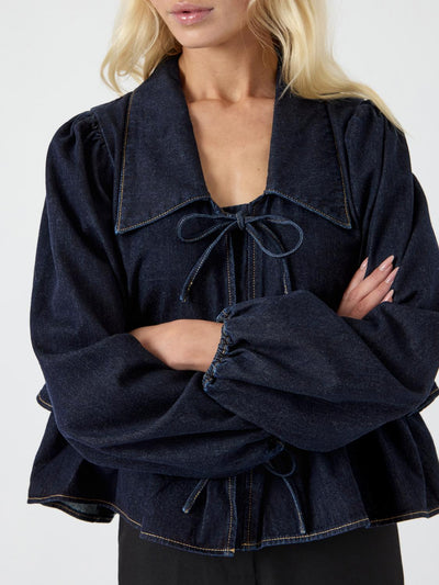 Yascelina Ls Denim Tie Top