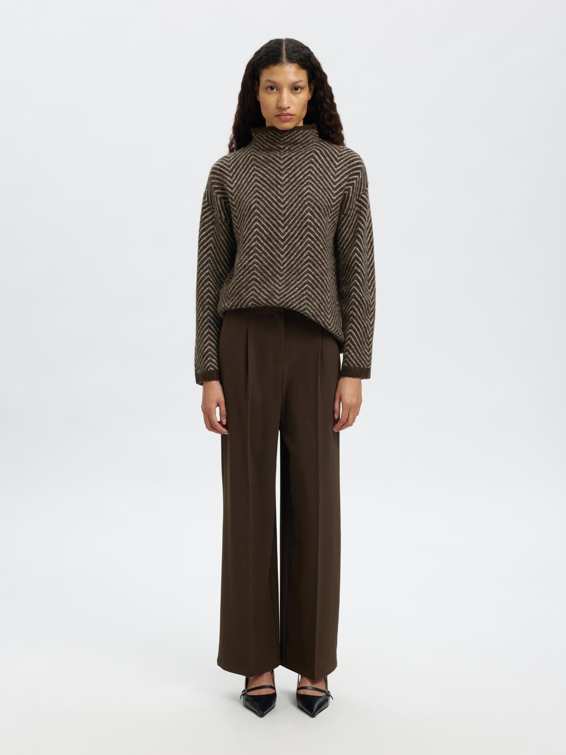 Slflulu Ls Herringbone Knit High Neck