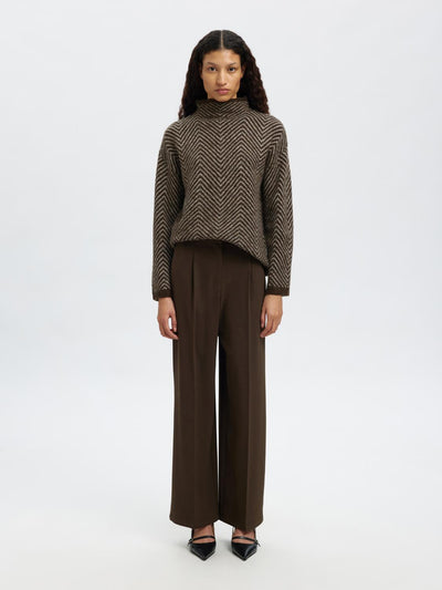 Slflulu Ls Herringbone Knit High Neck