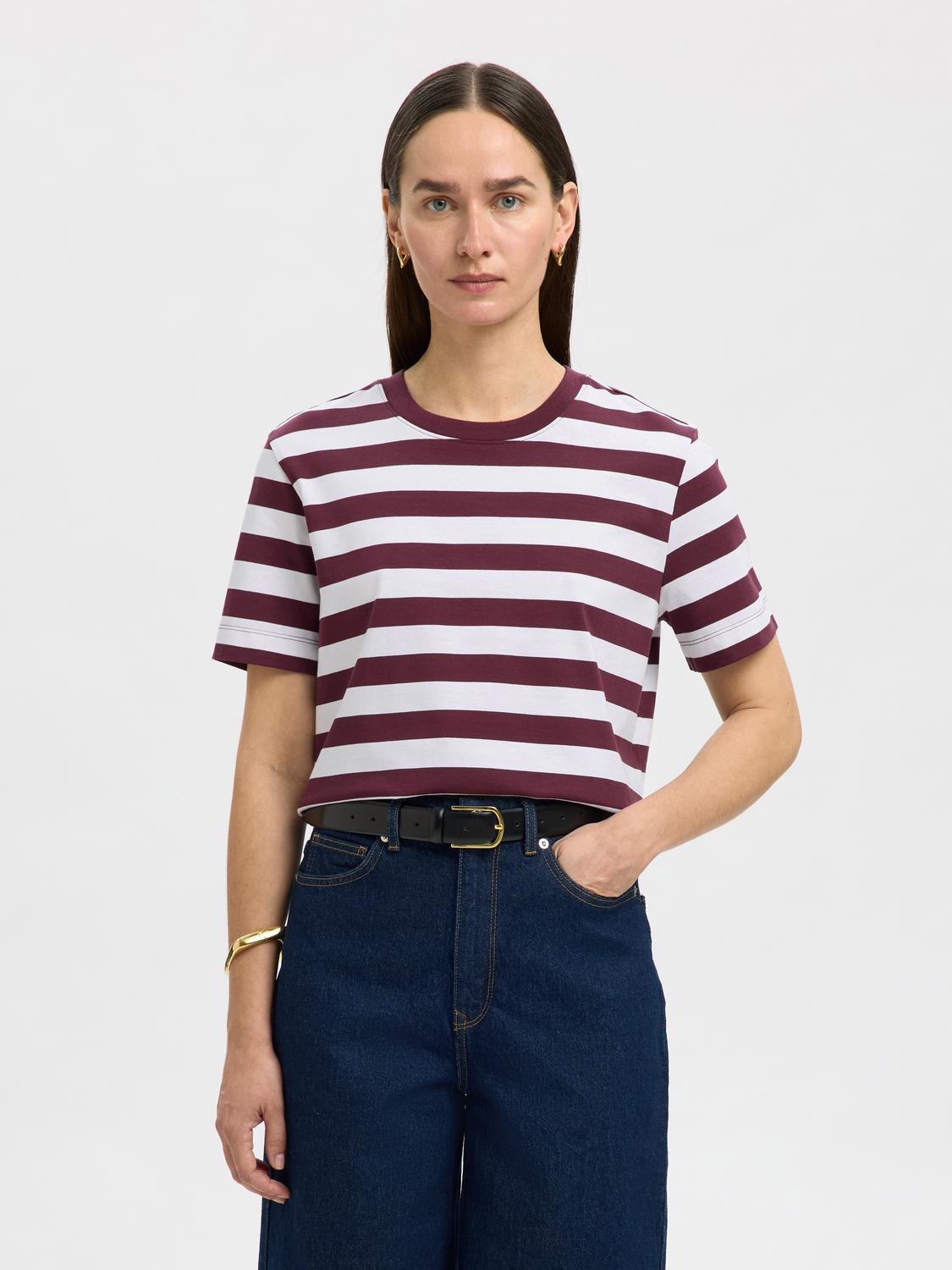Slfessential Ss Striped Boxy Tee Noos
