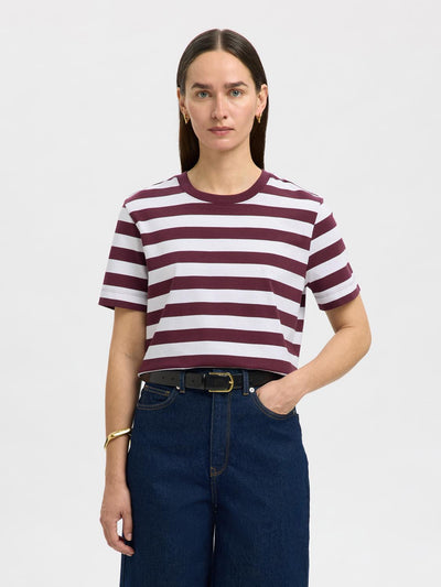 Slfessential Ss Striped Boxy Tee Noos