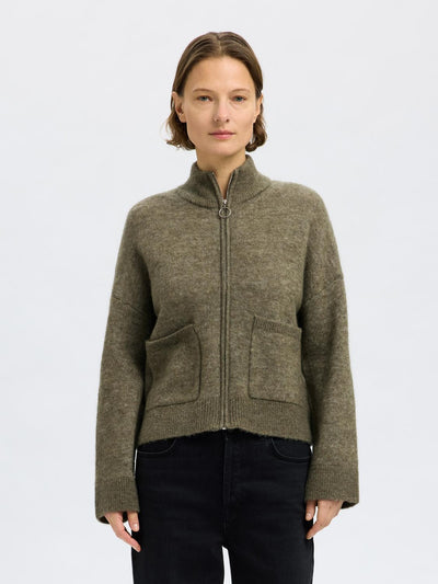 SLFSIA RAS LS KNIT ZIPPER CARDIGAN
