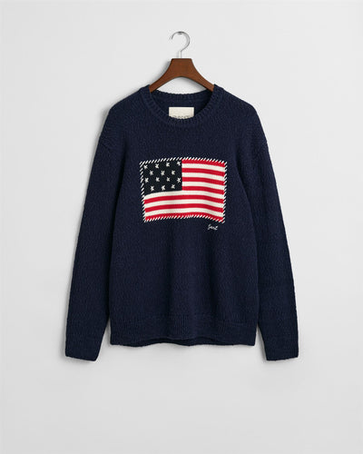 Flag intarsia c-neck