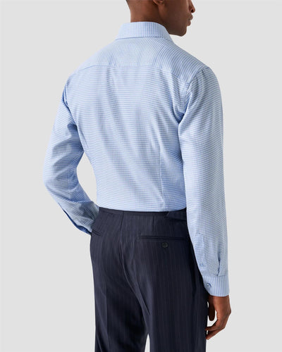 Light Blue Houndstooth Print Signature Twill Shirt - Slim Fit