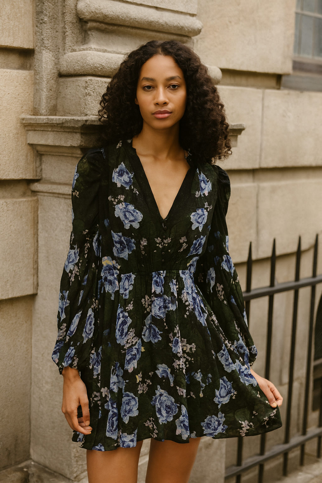 Georgette V-Neck Dress