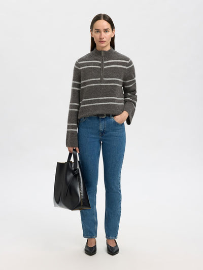 Slflulu Ls Knit Half Zip