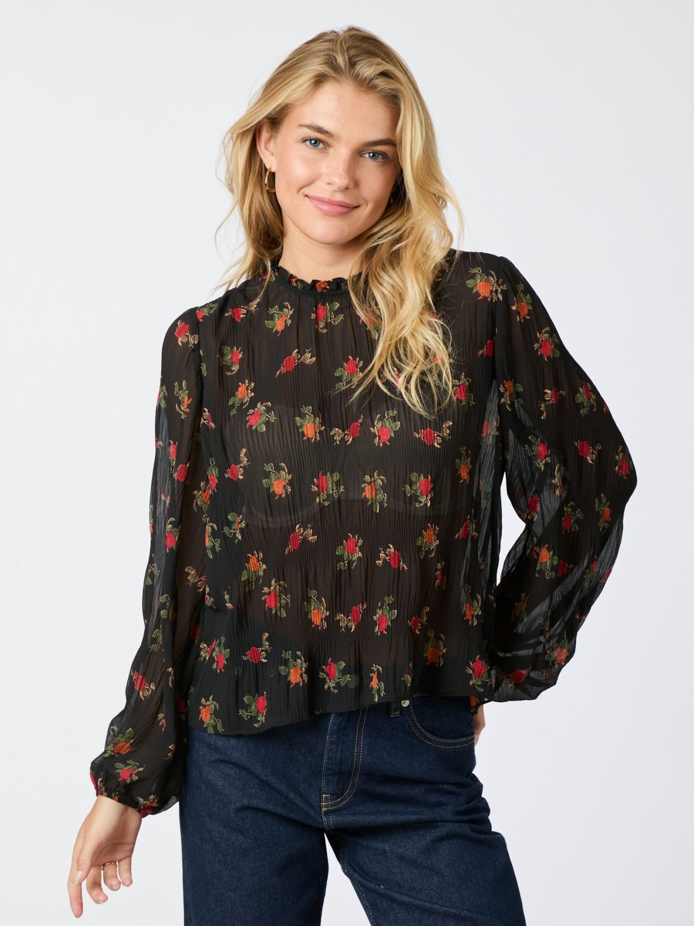 Lovise Plissé Flower Blouse